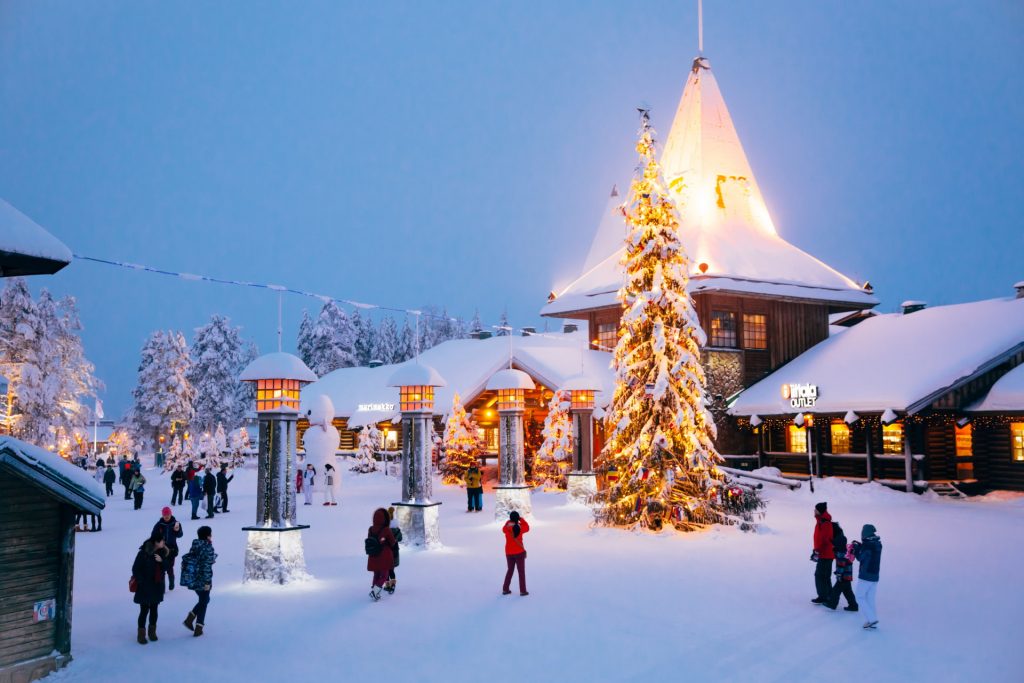 Central plaza of Santa Claus Village in Rovaniemi Lapland Finland (1)